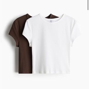 H&M White Cropped Tee, size small